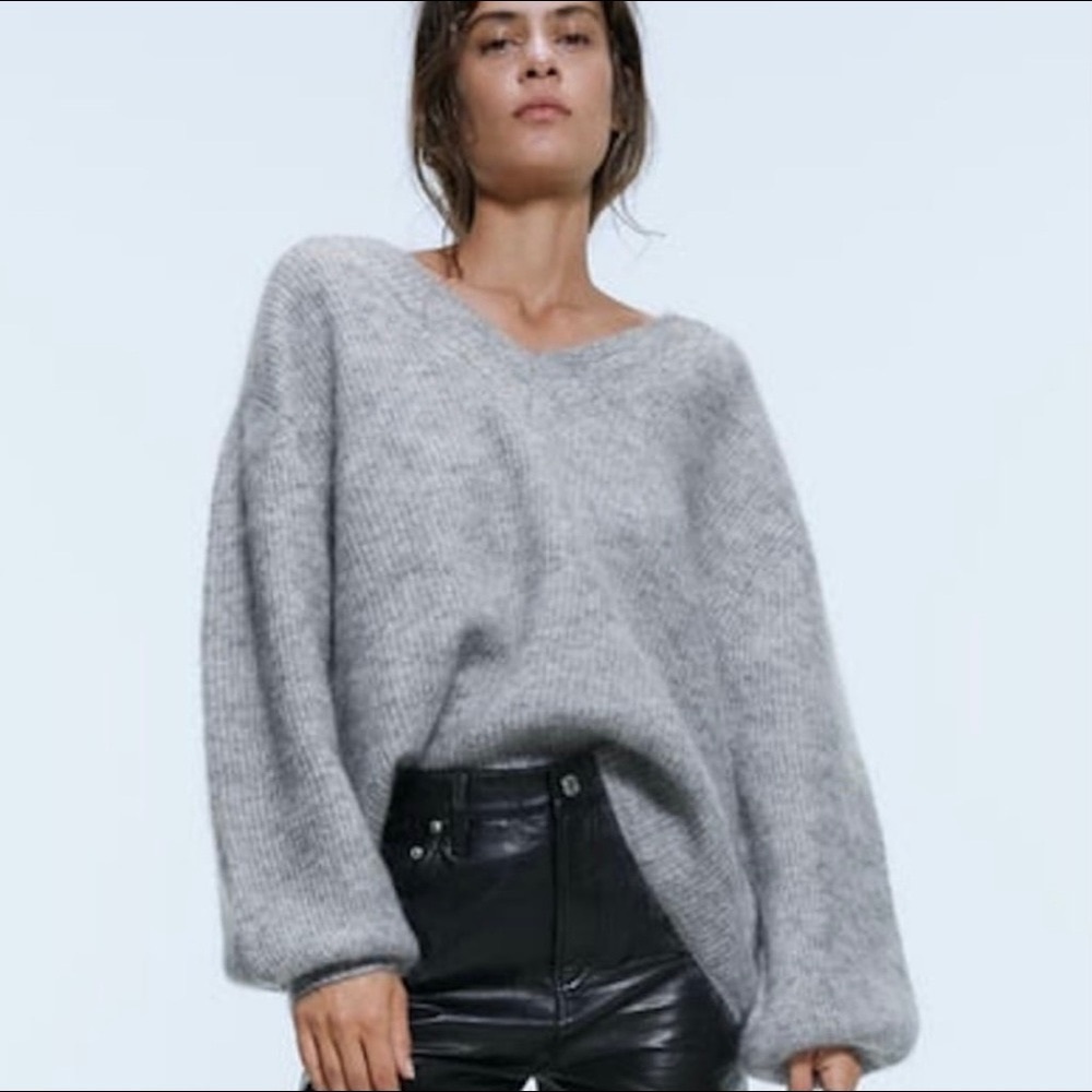 Mohair/Wool  V Neck Sweater